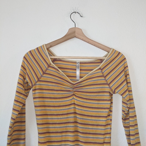 Free People Put A Stripe On It Bodysuit Yellow - Picture 3 of 8